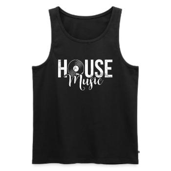 House Music, EDM, Rave, DJ, Electro, Deep House, Amoureux - Débardeur bio Premium Homme - noir - Devant - AI Model Male 178 light (178cm)