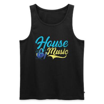 House Music, EDM, Rave, DJ, Electro, Deep House, Amoureux - Débardeur bio Premium Homme - noir - Devant - AI Model Male 178 light (178cm)