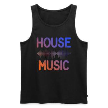 House Music, EDM, Rave, DJ, Electro, Deep House, Amoureux - Débardeur bio Premium Homme - noir - Devant - AI Model Male 178 light (178cm)