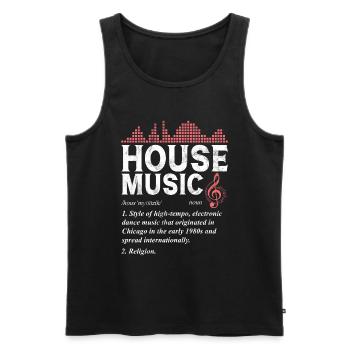 House Music, EDM, Rave, DJ, Electro, Deep House, Amoureux - Débardeur bio Premium Homme - noir - Devant - AI Model Male 178 light (178cm)