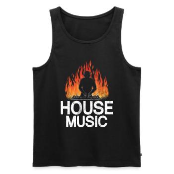 House Music, EDM, Rave, DJ, Electro, Deep House, Amoureux - Débardeur bio Premium Homme - noir - Devant - AI Model Male 178 light (178cm)