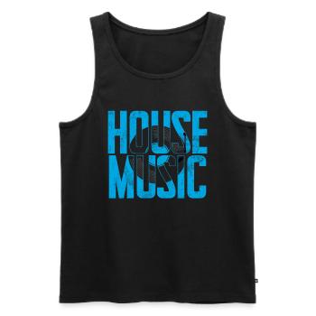 House Music, EDM, Rave, DJ, Electro, Deep House, Amoureux - Débardeur bio Premium Homme - noir - Devant - AI Model Male 178 light (178cm)