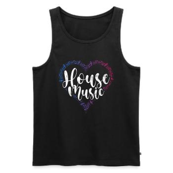 House Music, EDM, Rave, DJ, Electro, Deep House, Amoureux - Débardeur bio Premium Homme - noir - Devant - AI Model Male 178 light (178cm)