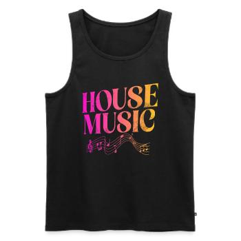 House Music, EDM, Rave, DJ, Electro, Deep House, Amoureux - Débardeur bio Premium Homme - noir - Devant - AI Model Male 178 light (178cm)