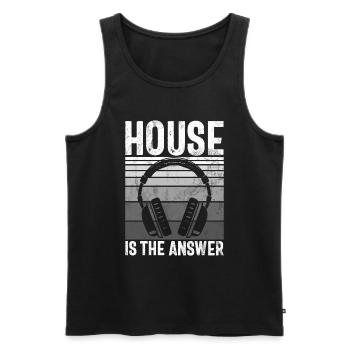 House Music EDM Rave DJ Electro Deep House Lover - Débardeur bio Premium Homme - noir - Devant - AI Model Male 178 light (178cm)