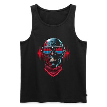 Crâne Avec Lunettes De Soleil House Musique Rave DJ - Débardeur bio Premium Homme - noir - Devant - AI Model Male 178 light (178cm)