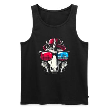 Licorne Avec Lunettes De Soleil House Musique Rave DJ - Débardeur bio Premium Homme - noir - Devant - AI Model Male 178 light (178cm)