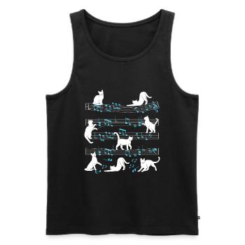 Cats playing with music note cat - Men's Premium Organic Tank Top - black - Front - AI Model Male 178 light (178cm)