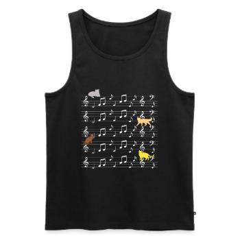 Cats playing with music note cat - Men's Premium Organic Tank Top - black - Front - AI Model Male 178 light (178cm)