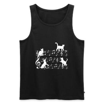 Cats playing with music note cat - Men's Premium Organic Tank Top - black - Front - AI Model Male 178 light (178cm)