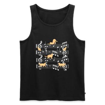 Cats playing with music note cat - Men's Premium Organic Tank Top - black - Front - AI Model Male 178 light (178cm)