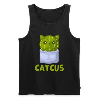 Cat Cactus Succulent Cactus Lover - Men's Premium Organic Tank Top - black - Front - AI Model Male 178 light (178cm)