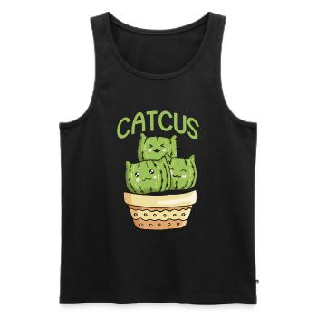Cat Cactus Succulent Cactus Lover - Men's Premium Organic Tank Top - black - Front - AI Model Male 178 light (178cm)