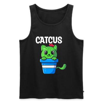 Cat Cactus Succulent Cactus Lover - Men's Premium Organic Tank Top - black - Front - AI Model Male 178 light (178cm)