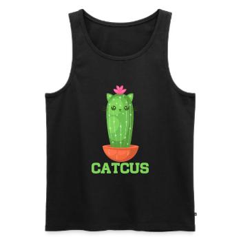 Cat Cactus Succulent Cactus Lover - Men's Premium Organic Tank Top - black - Front - AI Model Male 178 light (178cm)