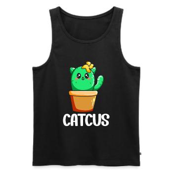 Cat Cactus Succulent Cactus Lover - Men's Premium Organic Tank Top - black - Front - AI Model Male 178 light (178cm)