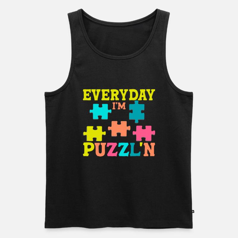 Jigsaw Puzzle Piece Puzzle Lover - Männer Premium Bio Tank Top - Schwarz