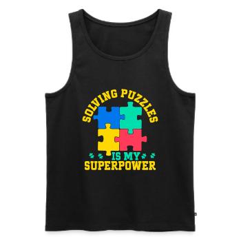 Jigsaw Puzzle Piece Puzzle Lover - Men's Premium Organic Tank Top - black - Front - AI Model Male 178 light (178cm)