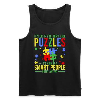 Jigsaw Puzzle Piece Puzzle Lover - Men's Premium Organic Tank Top - black - Front - AI Model Male 178 light (178cm)