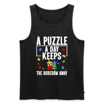 Puzzle Pièce Puzzle Amateur de Puzzle - Débardeur bio Premium Homme - noir - Devant - AI Model Male 178 light (178cm)