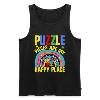 Puzzle Pièce Puzzle Amateur de Puzzle - Débardeur bio Premium Homme - noir - Devant - AI Model Male 178 light (178cm)