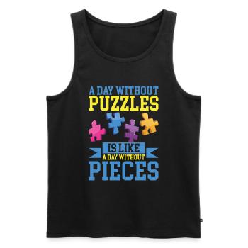 Jigsaw Puzzle Piece Puzzle Lover - Men's Premium Organic Tank Top - black - Front - AI Model Male 178 light (178cm)