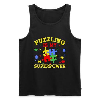 Puzzle Pièce Puzzle Amateur de Puzzle - Débardeur bio Premium Homme - noir - Devant - AI Model Male 178 light (178cm)