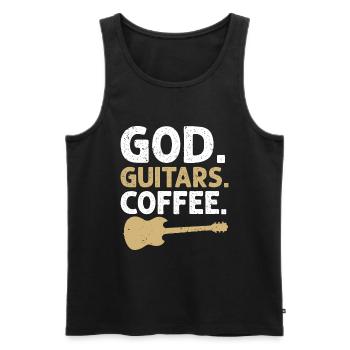 God Guitars Coffee Christian Guitarist - Men's Premium Organic Tank Top - black - Front - Michal (187cm)