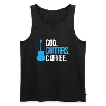 God Guitars Coffee Christian Guitarist - Men's Premium Organic Tank Top - black - Front - Michal (187cm)