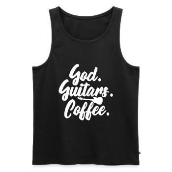 God Guitars Coffee Christian Guitarist - Men's Premium Organic Tank Top - black - Front - Michal (187cm)