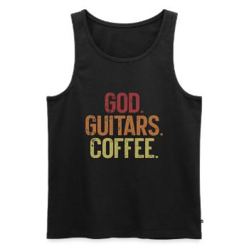 God Guitars Coffee Christian Guitarist - Men's Premium Organic Tank Top - black - Front - Michal (187cm)