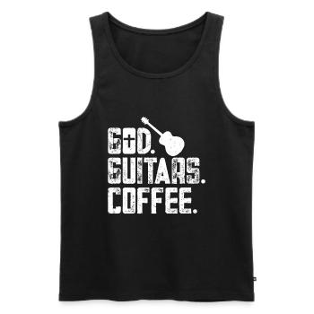 God Guitars Coffee Christian Guitarist - Men's Premium Organic Tank Top - black - Front - Michal (187cm)