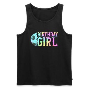 Anniversaire Fille Football Bday Thème Fête - Débardeur bio Premium Homme - noir - Devant - Michal (187cm)