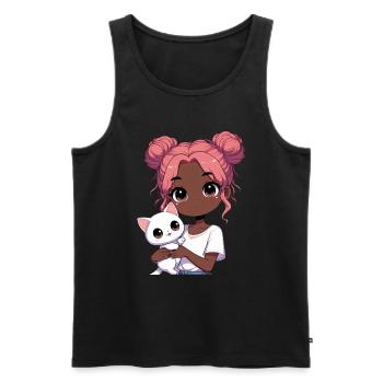 Anime African American Afro Anime Merch Stuff - Men's Premium Organic Tank Top - black - Front - AI Model Male 178 light (178cm)