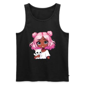 Anime African American Afro Anime Merch Stuff - Men's Premium Organic Tank Top - black - Front - AI Model Male 178 light (178cm)