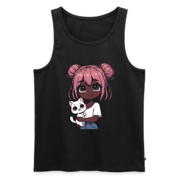 Anime African American Afro Anime Merch Stuff - Men's Premium Organic Tank Top - black - Front - AI Model Male 178 light (178cm)