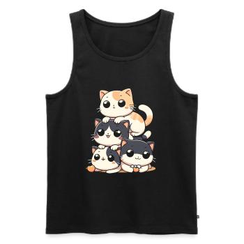 Stack of Kitty Cats Stack Kawaii Meowtain Anime - Men's Premium Organic Tank Top - black - Front - Michal (187cm)