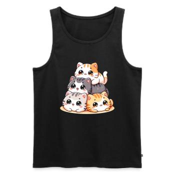 Stack of Kitty Cats Stack Kawaii Meowtain Anime - Men's Premium Organic Tank Top - black - Front - Michal (187cm)
