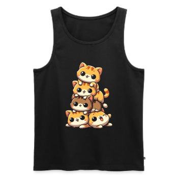 Stack of Kitty Cats Stack Kawaii Meowtain Anime - Men's Premium Organic Tank Top - black - Front - Michal (187cm)