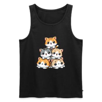 Stack of Kitty Cats Stack Kawaii Meowtain Anime - Men's Premium Organic Tank Top - black - Front - Michal (187cm)