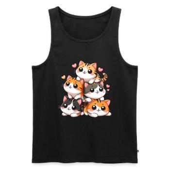 Stack of Kitty Cats Stack Kawaii Meowtain Anime - Men's Premium Organic Tank Top - black - Front - Michal (187cm)