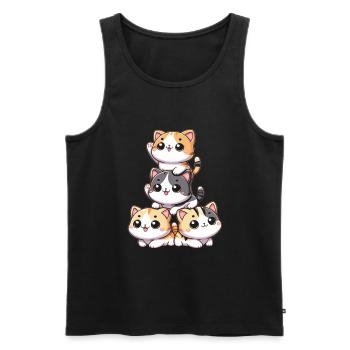 Stack of Kitty Cats Stack Kawaii Meowtain Anime - Men's Premium Organic Tank Top - black - Front - Michal (187cm)