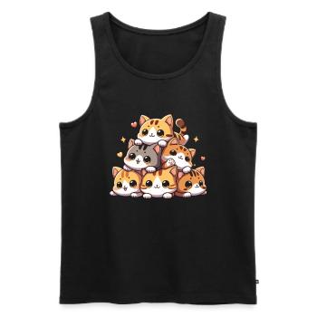 Stack of Kitty Cats Stack Kawaii Meowtain Anime - Men's Premium Organic Tank Top - black - Front - Michal (187cm)