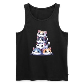 Stack of Kitty Cats Stack Kawaii Meowtain Anime - Men's Premium Organic Tank Top - black - Front - Michal (187cm)