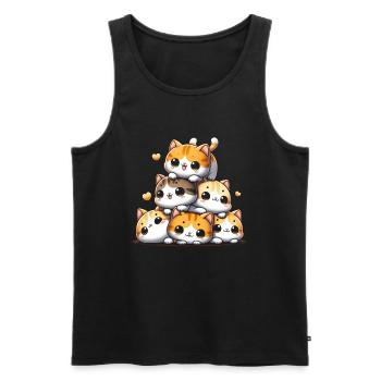 Stack of Kitty Cats Stack Kawaii Meowtain Anime - Men's Premium Organic Tank Top - black - Front - Michal (187cm)