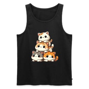 Stack of Kitty Cats Stack Kawaii Meowtain Anime - Men's Premium Organic Tank Top - black - Front - Michal (187cm)