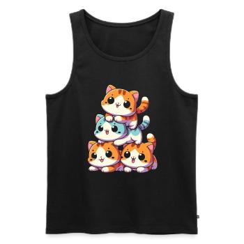 Stack of Kitty Cats Stack Kawaii Meowtain Anime - Men's Premium Organic Tank Top - black - Front - Michal (187cm)
