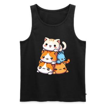 Stack of Kitty Cats Stack Kawaii Meowtain Anime - Men's Premium Organic Tank Top - black - Front - Michal (187cm)
