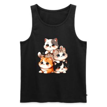 Stack of Kitty Cats Stack Kawaii Meowtain Anime - Men's Premium Organic Tank Top - black - Front - Michal (187cm)