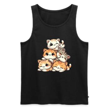 Stack of Kitty Cats Stack Kawaii Meowtain Anime - Men's Premium Organic Tank Top - black - Front - Michal (187cm)